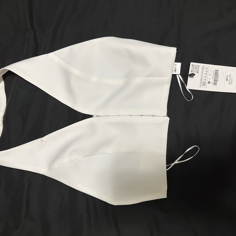 Zara White Halter Crop Top